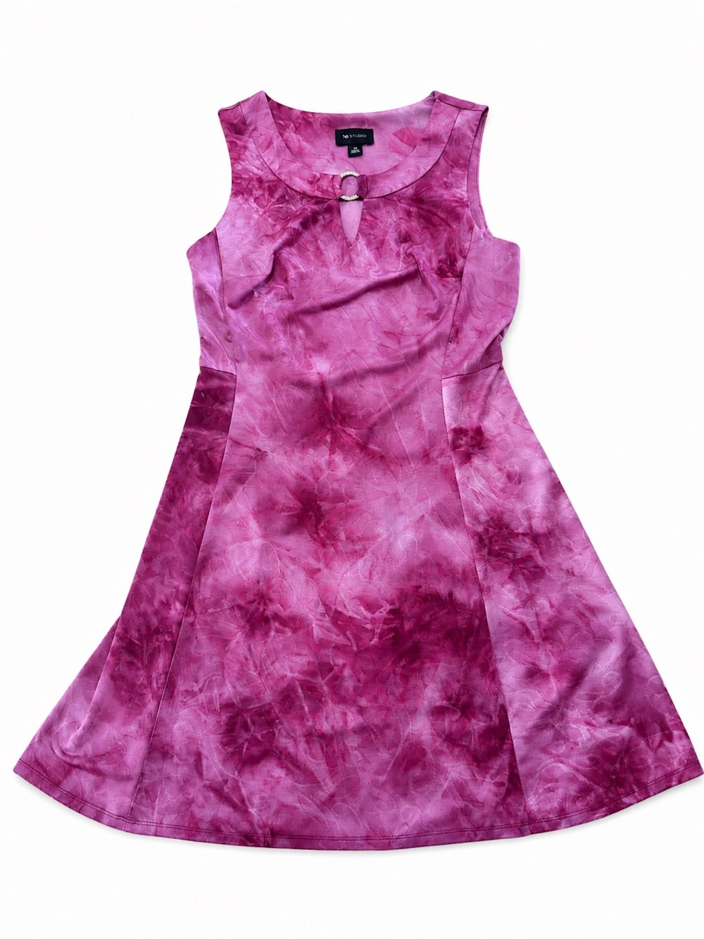 AB Studio Magenta Ring-Accent Fit and Flare dress. Size Medium